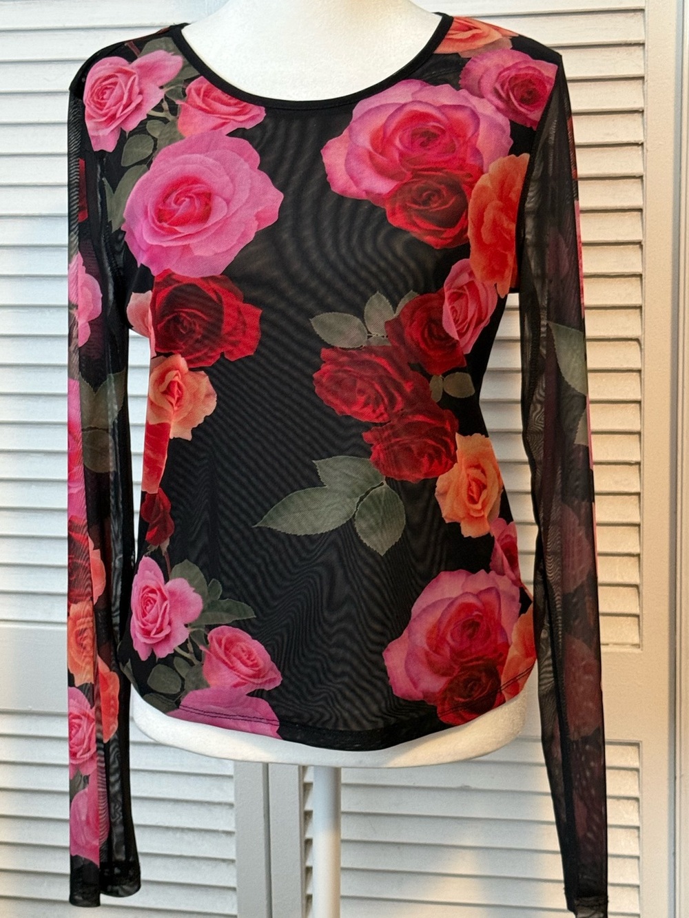Y2K Mesh Sheer Floral Whimsigoth Feminine Fairy Women’s XL JR long sleeve top